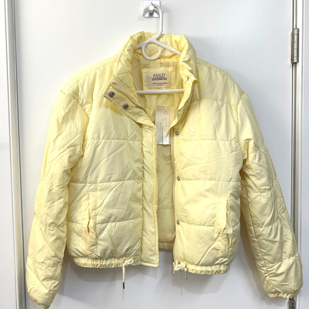 Ashley by 26 International Lemon Sorbet Yellow Puffer Jacket M Soft Girl